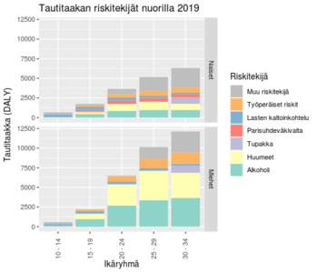 Tautitaakan tunnetut riskitekijät nuorilla Suomessa 2019.